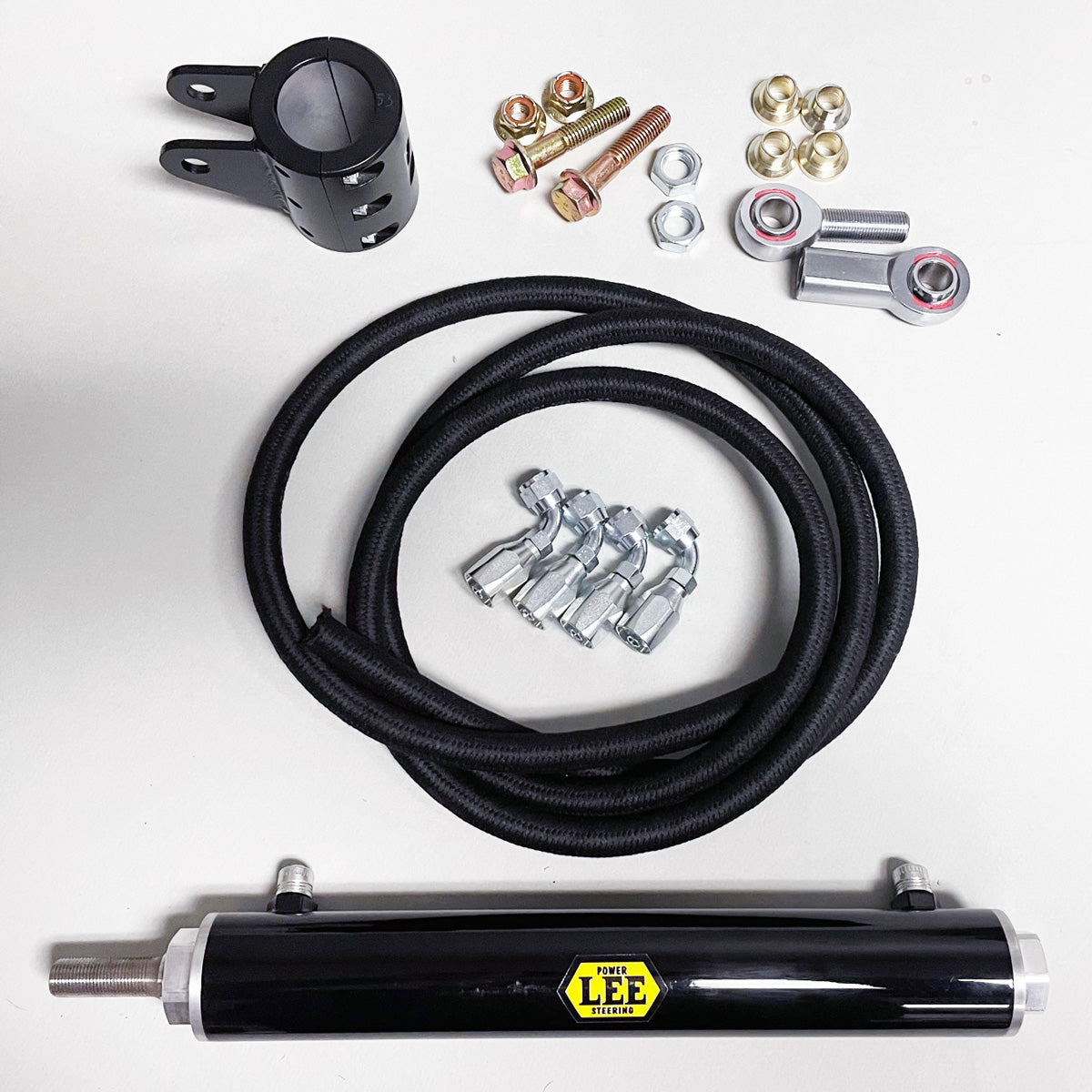 Lee's Ford Hydraulic RAM Assist Cylinder with Tie Rod Clamp and Hose Kit