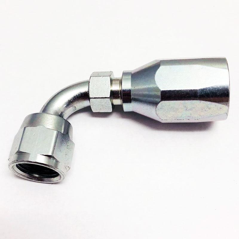 High Pressure Steel Hose End -6 90 Degree Reusable